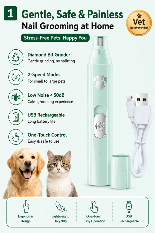 Woofly Silent Groom Pro — Cordless Nail Grinder for Dogs & Cats