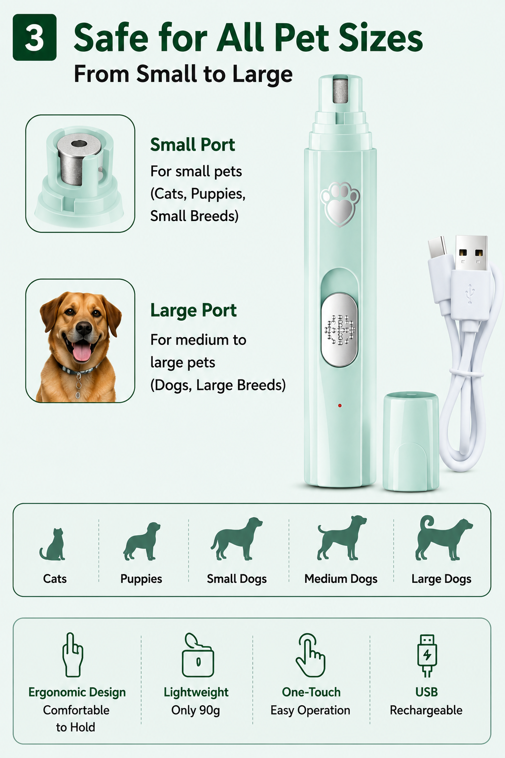 Woofly Silent Groom Pro — Cordless Nail Grinder for Dogs & Cats