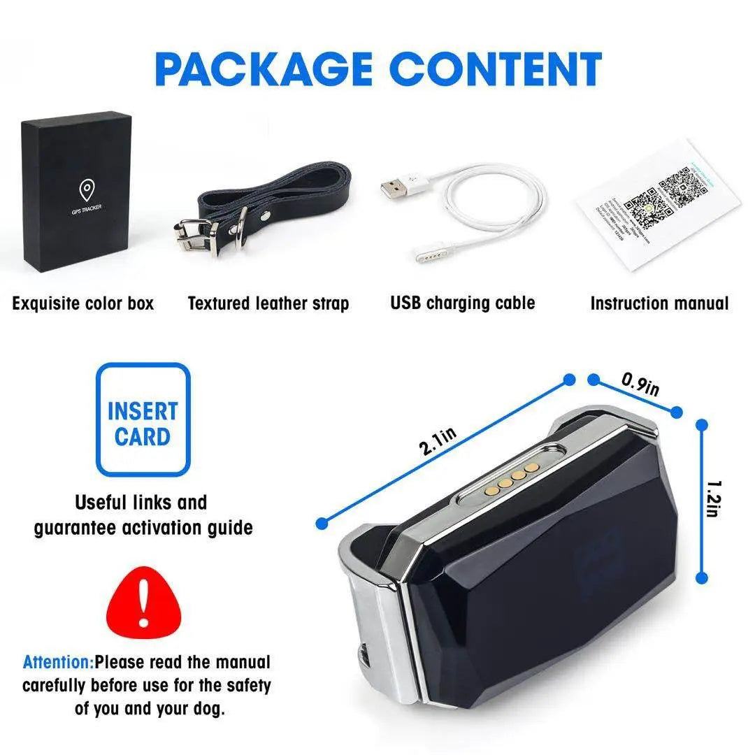 GPS Smart Pet Tracker Collar for Dogs Cats Waterproof Real-Time Location Anti-Loss Device Free App Notification for Puppy Kitten